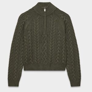 Heritage Knit Merino Wool 1/4 Zip Sweater Dark Olive